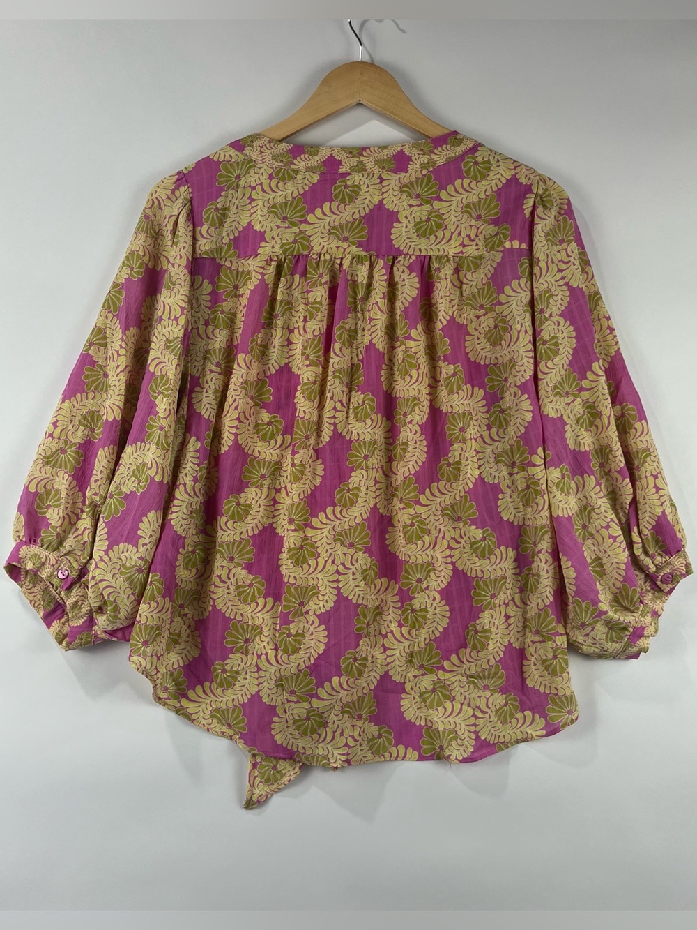 Rose + Olive Relaxed Fit Tie Front Boho Blouse M - Picture 2 of 9